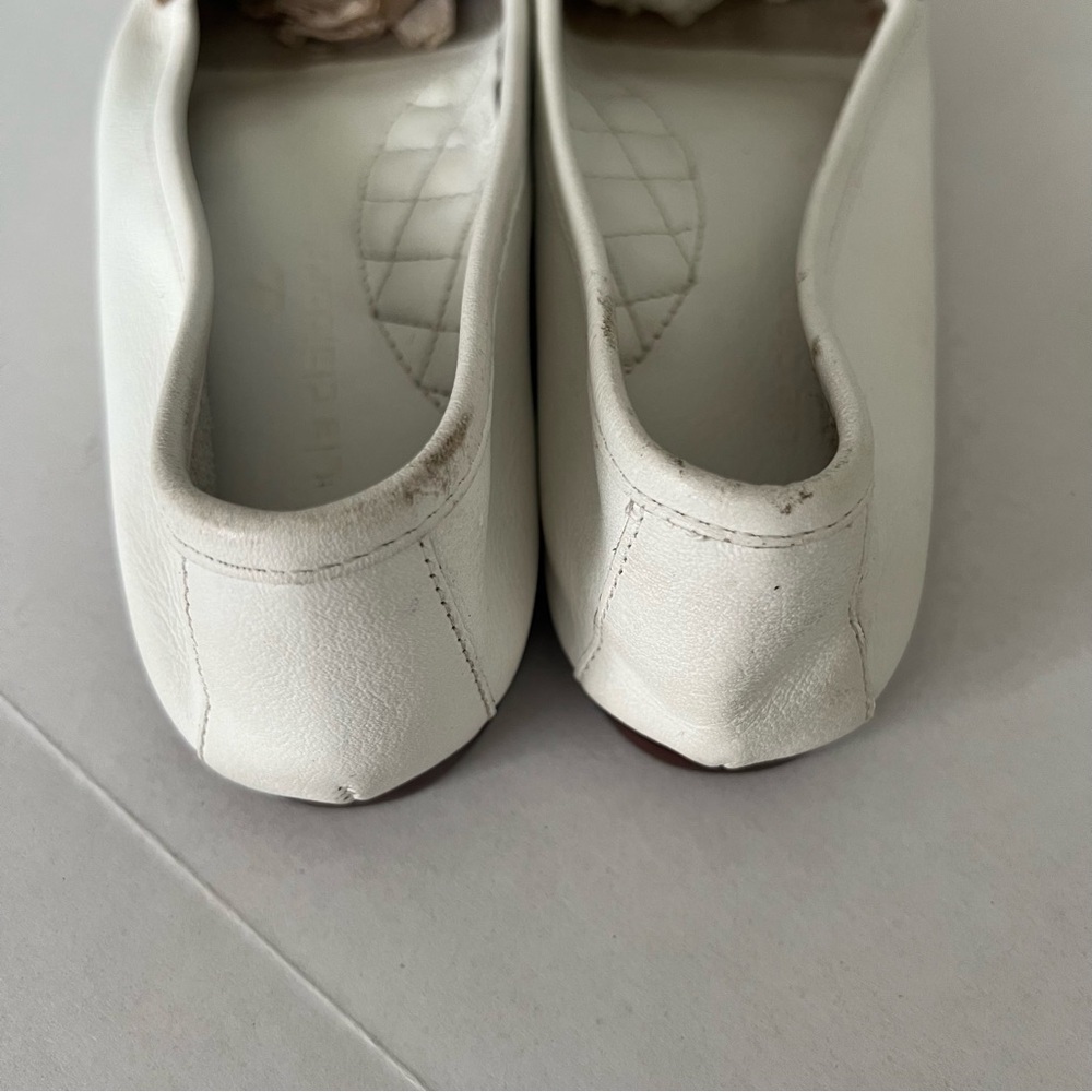 Vintage Liz Preppy Artsy Boho Size 7 White Leather Slip On Comfy Office Loafers - Picture 5 of 9